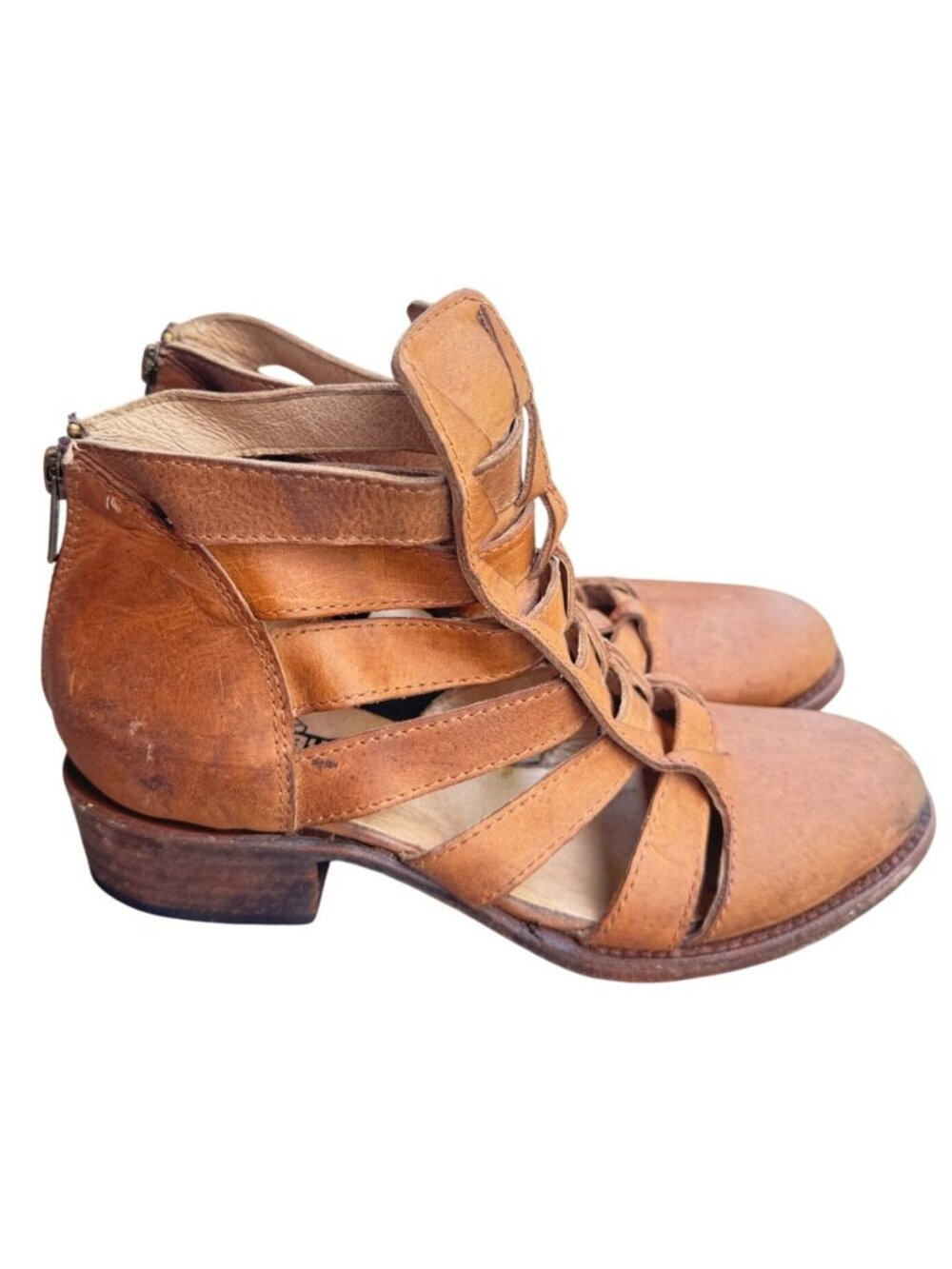 Freebird By Steven Tan Leather Strappy Ankle Boots Womens Size 7M Mexico